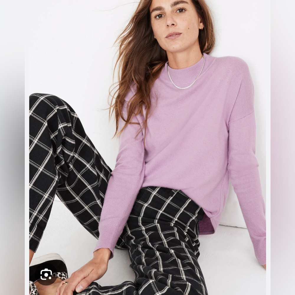 Madewell Purple Mock Neck Wool Blend Long Sleeve Sweater